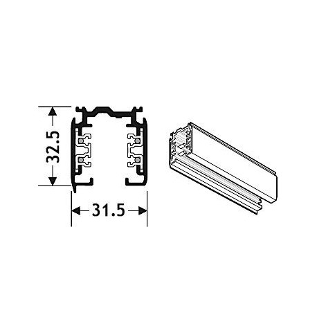 Rail universel triphasé gris alu 2M