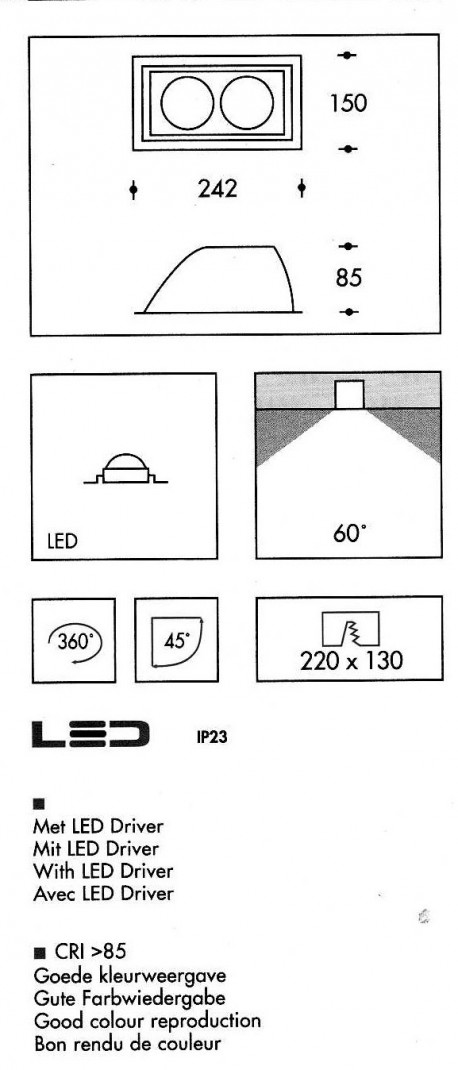 Wall washer 40w rectangle encastrable blanc